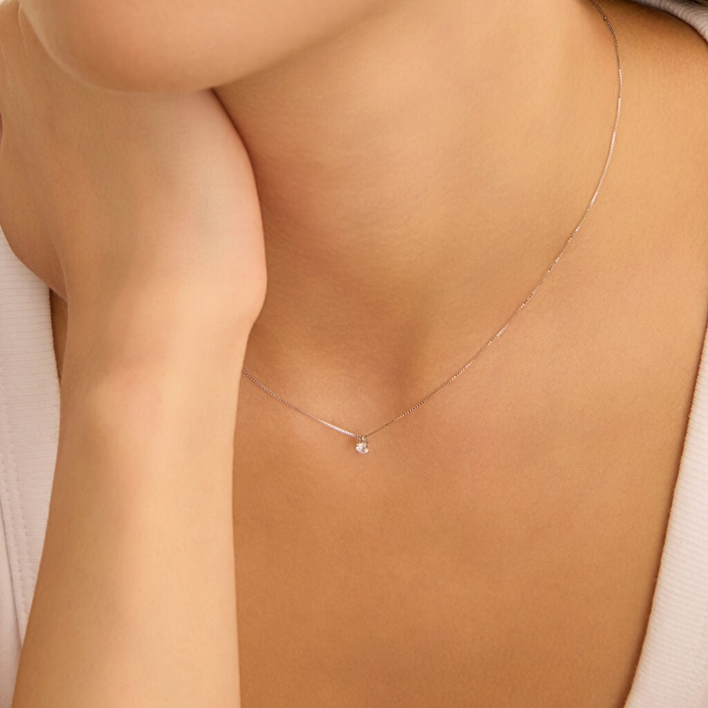 Collana Stroili Claire Punto Luce Oro Bianco 9 Kt