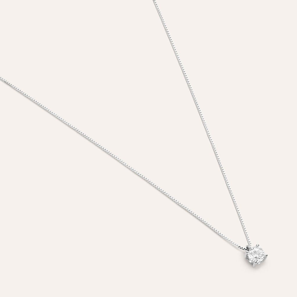 Collana Stroili Claire Punto Luce Oro Bianco 9 Kt Maglia Veneziana Cubic Zirconia