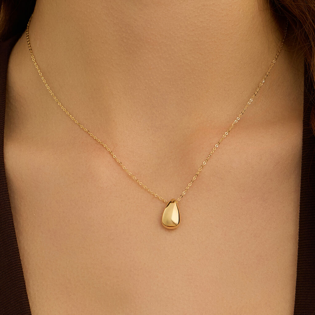 Collana Stroili Isabelle Oro Giallo 9 Kt Maglia Forzatina Pendente Goccia