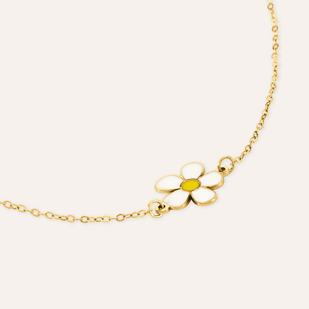 Bracciale Stroili Mon Petit Bimba Oro Giallo 9 Kt Centrale Margherita Smaltata