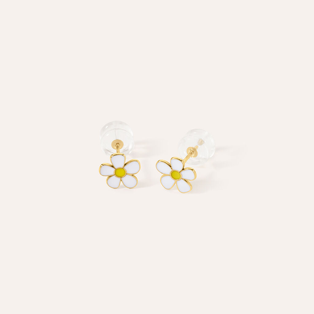 Orecchini Lobo Stroili Mon Petit Oro Giallo 9 Kt Con Margherite