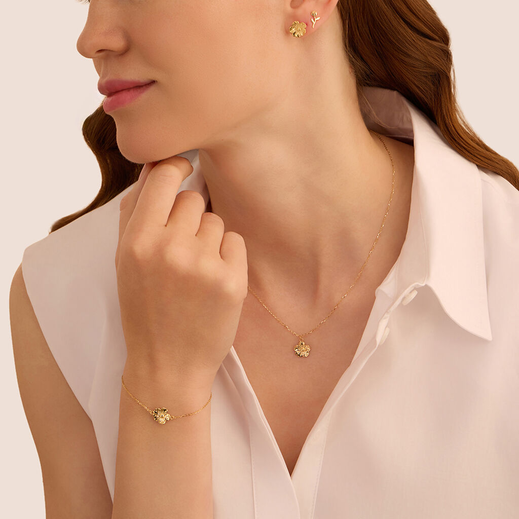 Orecchini Lobo Stroili Bon Ton Oro Giallo 9 Kt Con Rose