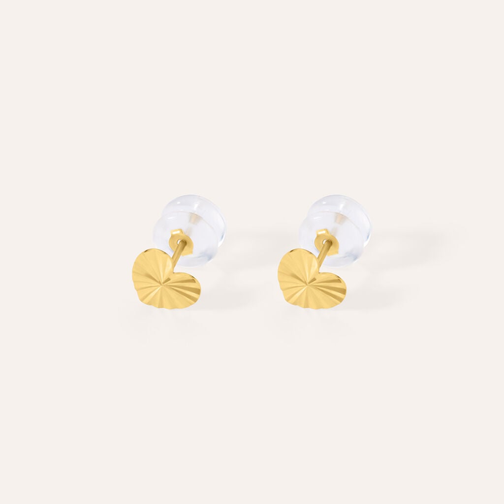 Orecchini Lobo Stroili Bon Ton Oro Giallo 9 Kt Con Cuori Sfaccettati