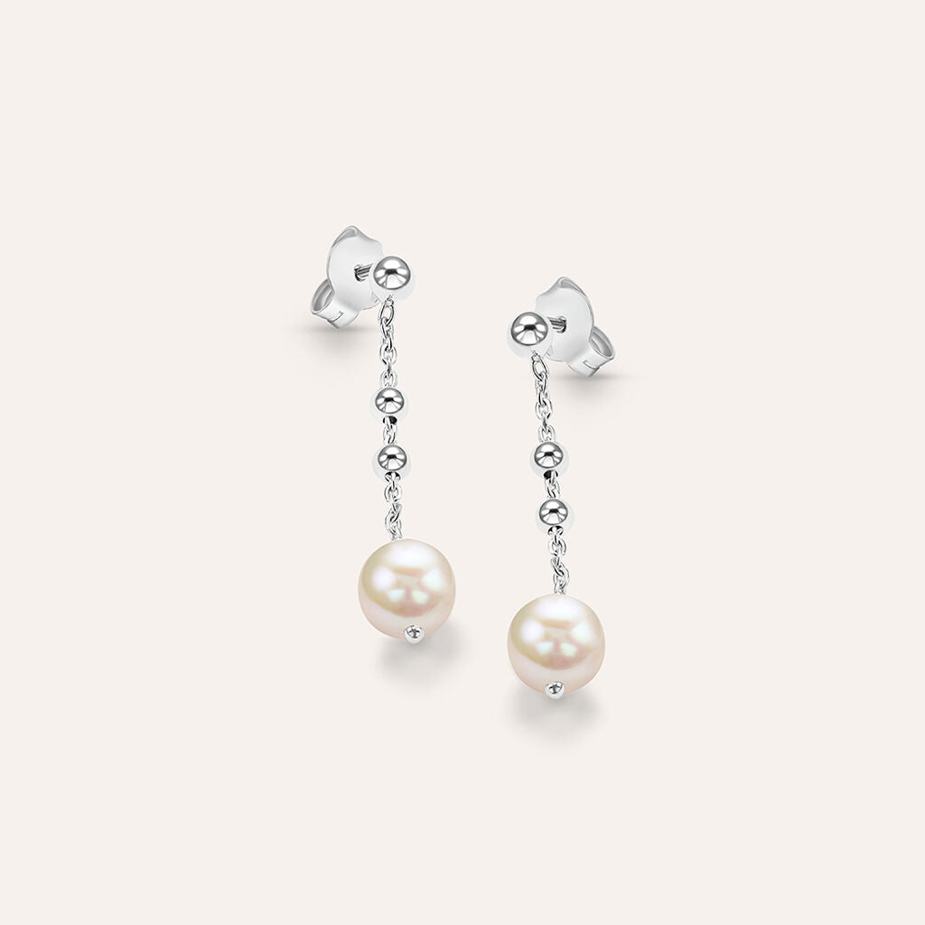 Orecchini Pendenti Stroili Silver Pearls Argento Sferette e Perle