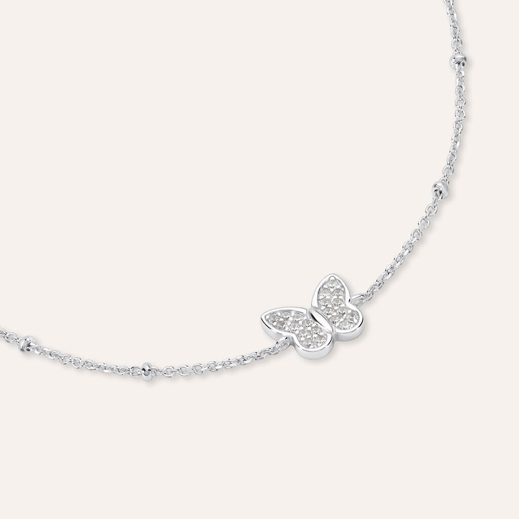 Bracciale Stroili Silver Moments Argento Sferette Centrale Farfalla Pavè Cubic Zirconia