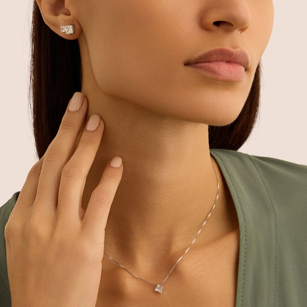 Collana Stroili Silver Elegance Argento Pendente Punto Luce Cubic Zirconia