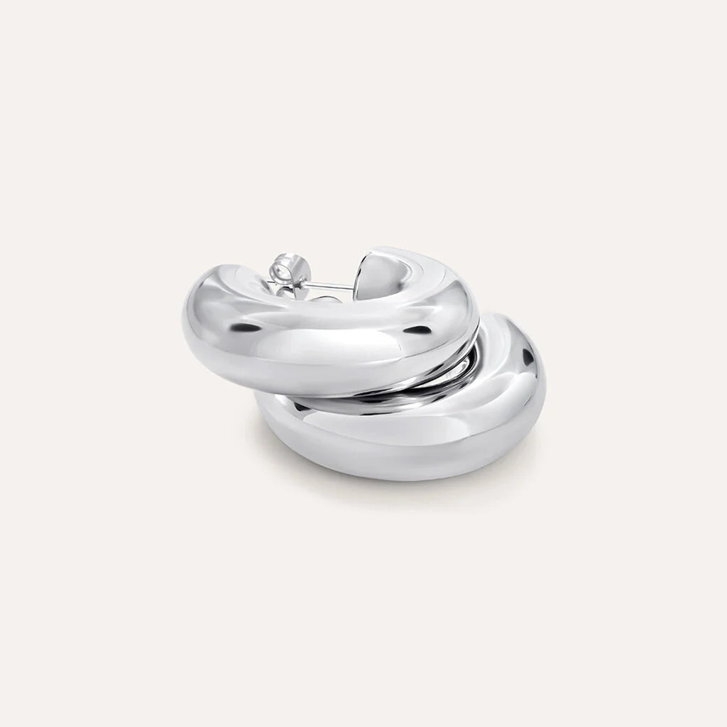 Orecchini a Cerchio Stroili Lady Code Pvd Oro Bianco