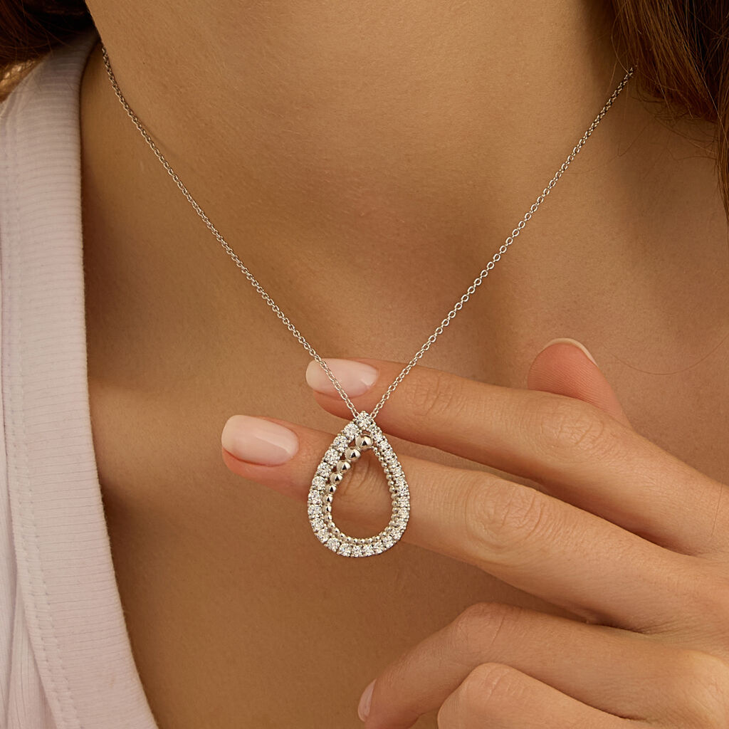 Collana Stroili Silver Shine Argento Pendente Goccia Sferette e Cubic Zirconia