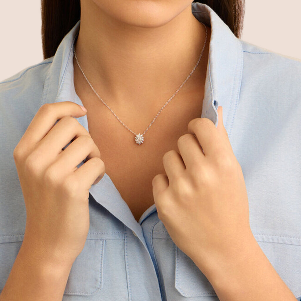Collana Stroili Silver Elegance Argento Pendente Kate Cubic Zirconia Ovale Contornato