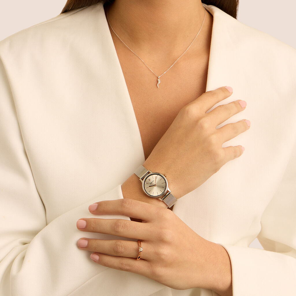Orologio Stroili Little Ibiza Lady 28 Mm Acciaio Braccialato Maglia Milanese Quadrante Silver