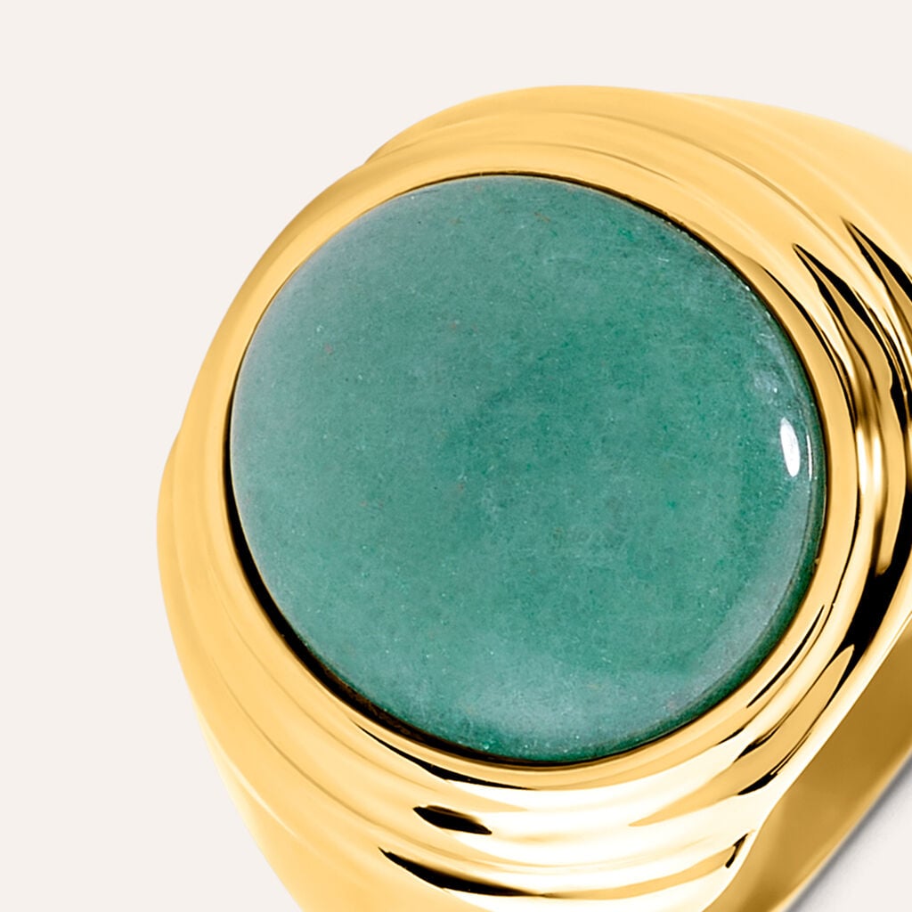 Anello a Fascia Stroili Radiance Acciaio Pvd Oro Avventurina Verde - Misura 14