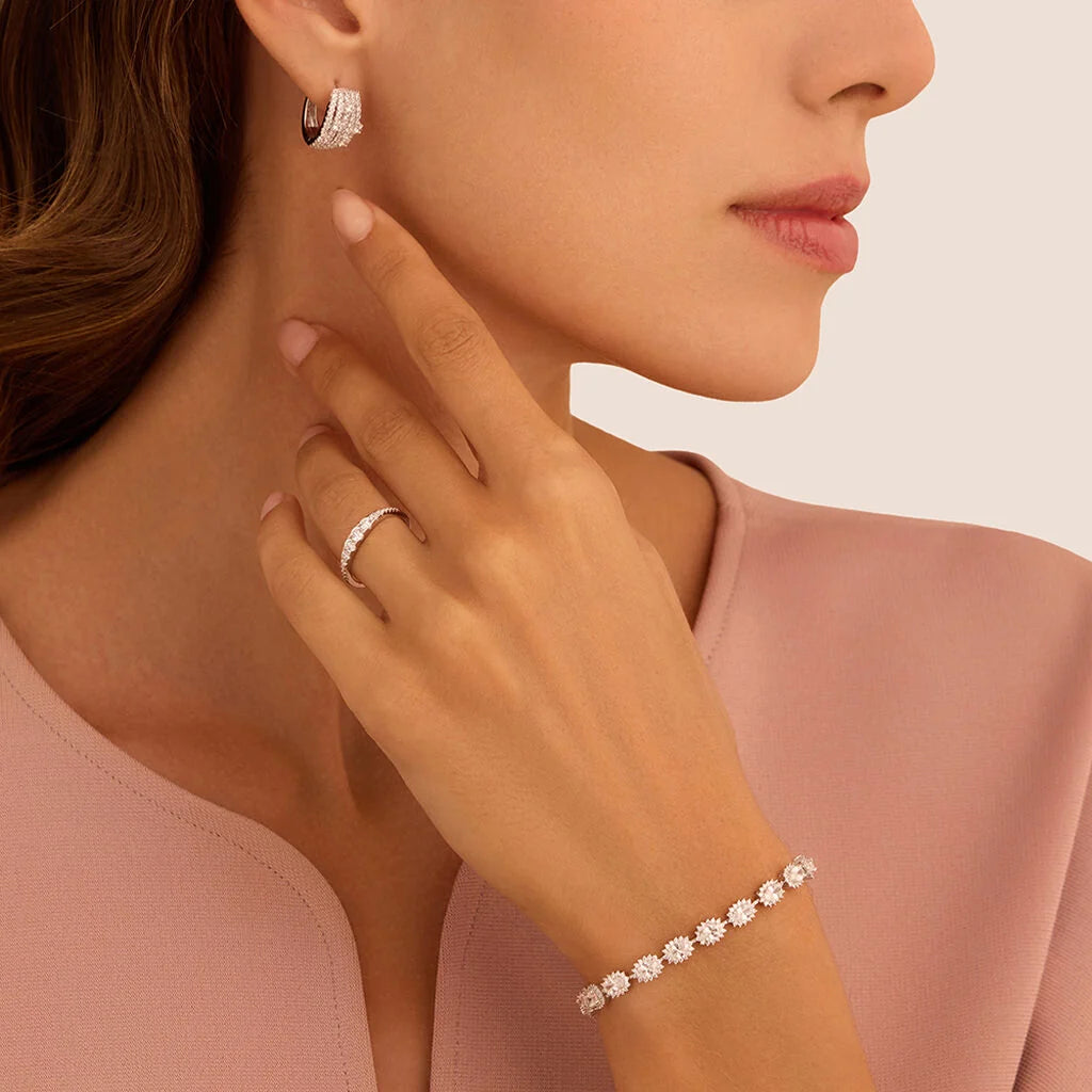 Bracciale Tennis Stroili Silver Elegance Argento E Zirconi Taglio Ovale Contornati