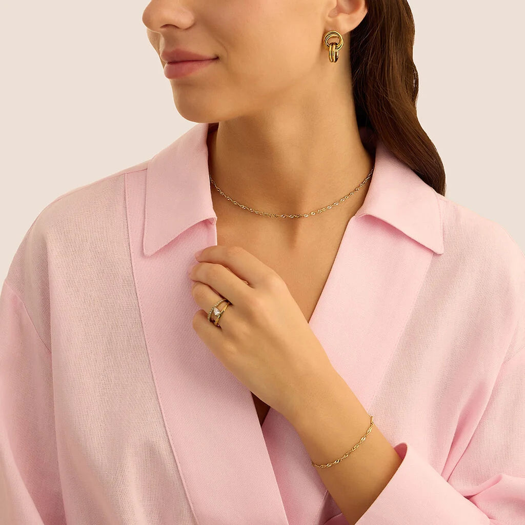 Bracciale Stroili Radiance Acciaio Pvd Oro Catena Maglia Singapore