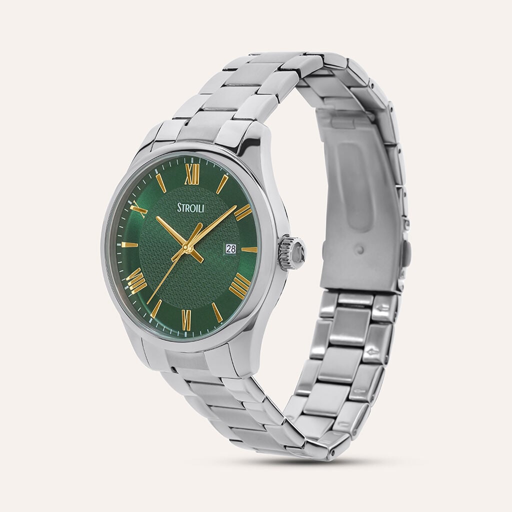 Orologio Stroili Nizza 40 Mm Acciaio Braccialato Quadrante Verde