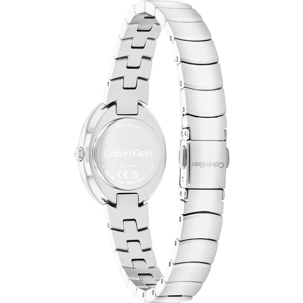 Orologio Calvin Klein Twisted Bezel Lady Ovale 24 Mm Acciaio Braccialato Silver
