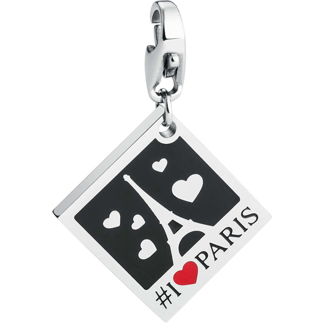 Ciondoli Sagapò Happy Ciondolo Quadranto In Acciaio Con Smalti Colorati E Tour Eiffel