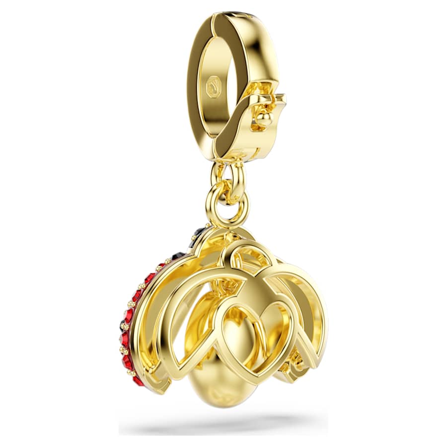 Charm Swarovski Idyllia Taglio misto, Coccinella, Rosso, Placcato color oro