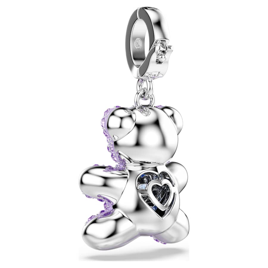 Charm Swarovski Idyllia Teddy Piccolo Taglio misto, Orsetto, Viola, Placcato rodio