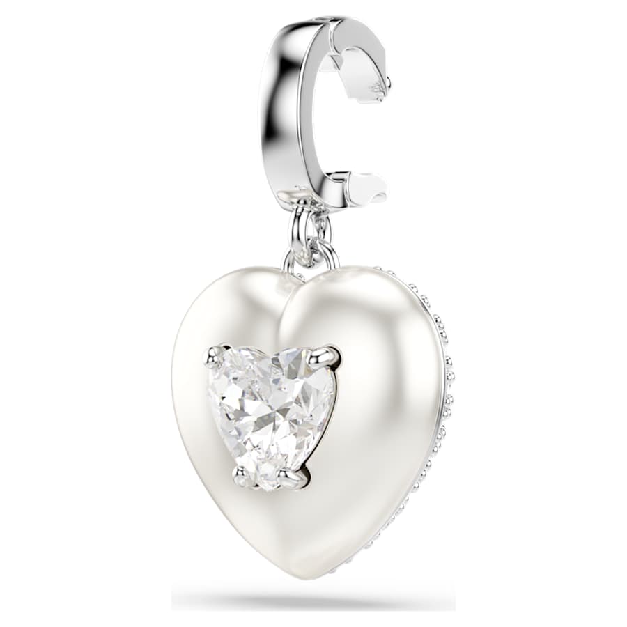 Charm Swarovski Idyllia Taglio misto, Rivestimento color perla, Cuore, Bianco, Placcato rodio