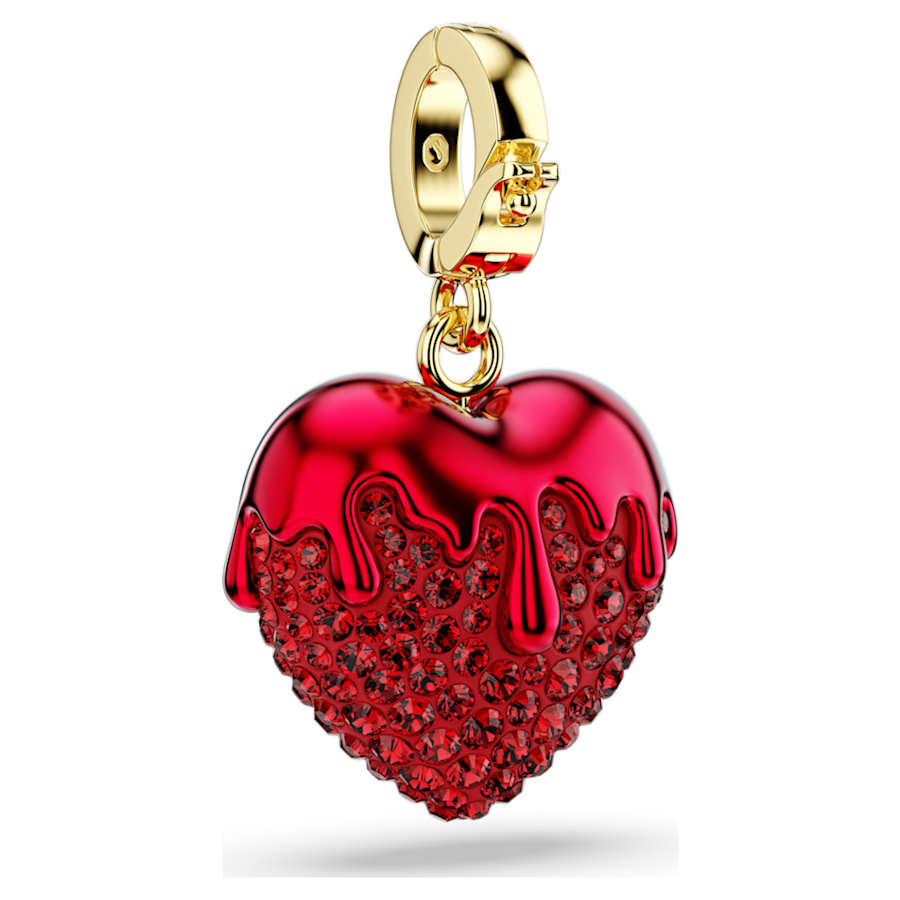 Charm Swarovski Idyllia Taglio Round, Cuore, Rosso, Placcato color oro