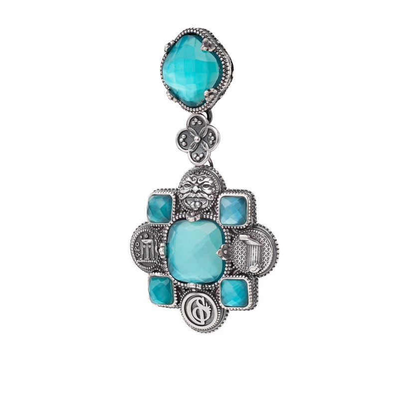 Ciondolo Gerardo Sacco Magna Grecia Argento Pietre Sfaccettate Verdi