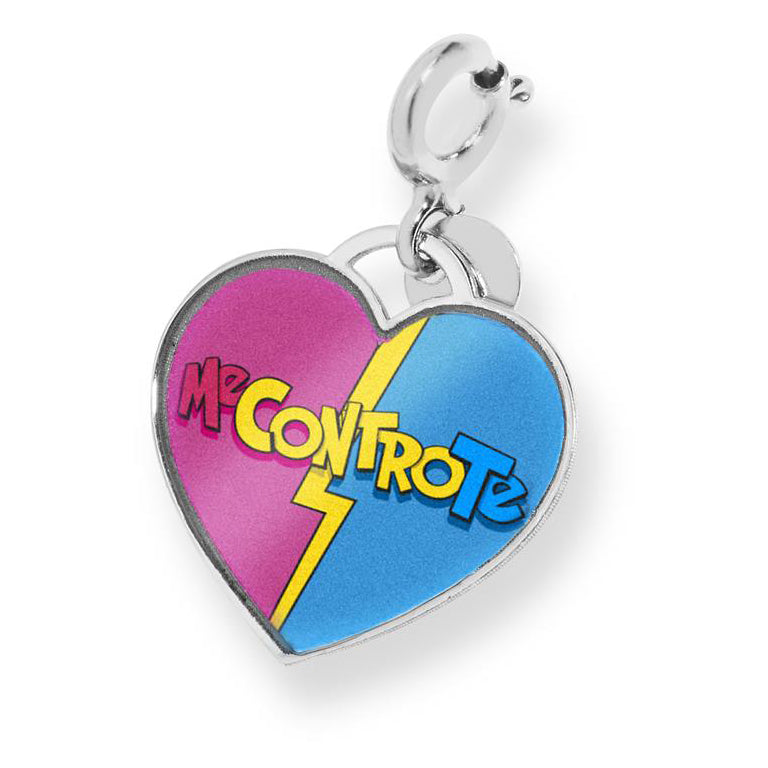 Ciondolo Comete Me Contro Te Argento Cuore Smalti Rosa/Azzurri Scritta "Me Contro Te"