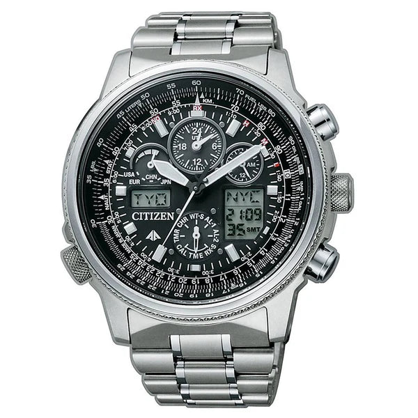 Orologio Citizen Crono Super Pilot Eco-Drive Radio-Controlled Titanio Braccialato Nero