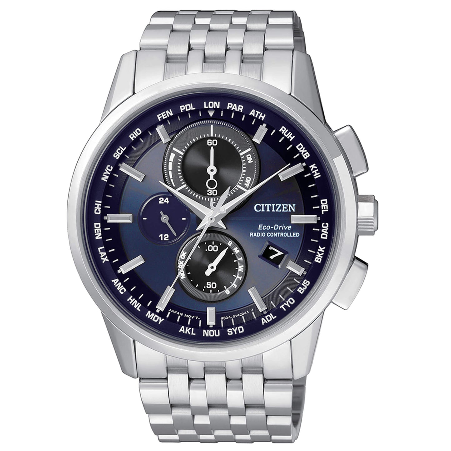 Orologio Citizen H804 Eco-Drive Radio-Controlled Chrono Acciaio Braccialato Blu