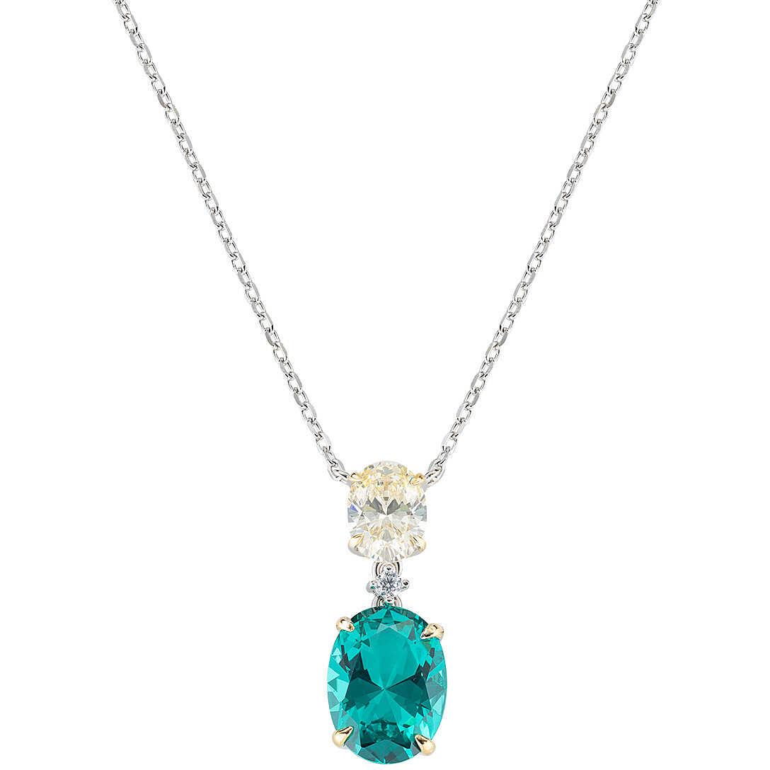 Collana Amen Cocktail Argento Pendente Zircone Verde/Giallo