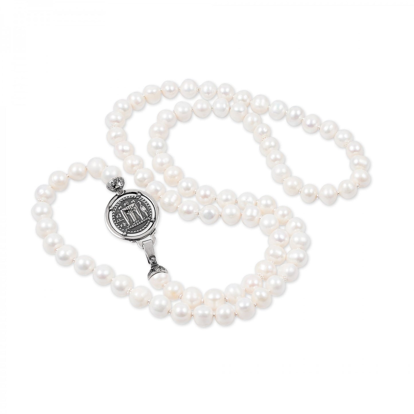 Collana Chanel Gerardo Sacco Perle Moneta Statere Kroton in Argento