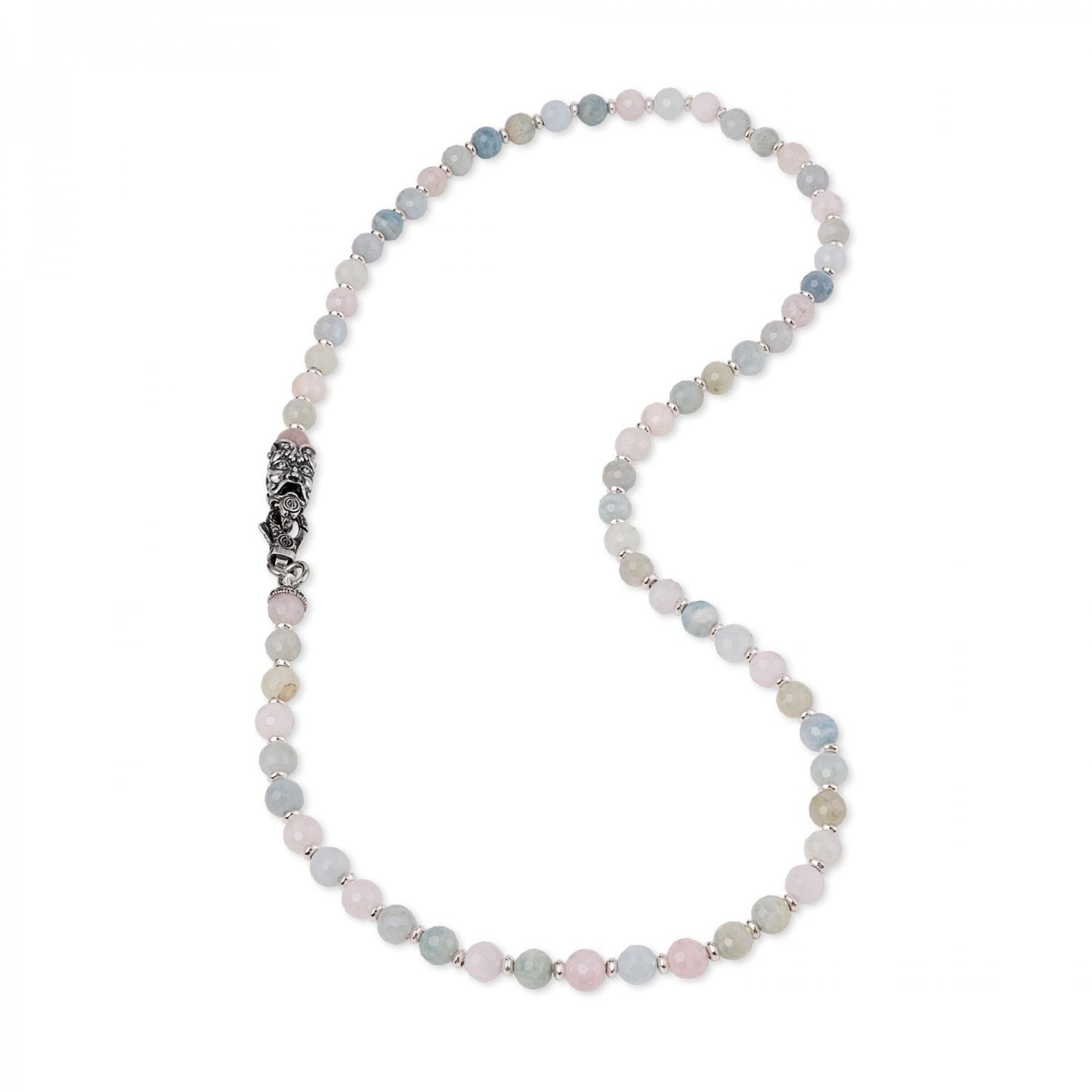 Collana Gerardo Sacco Maschere in Argento Morganite Multicolor con Maschera Apotropaica