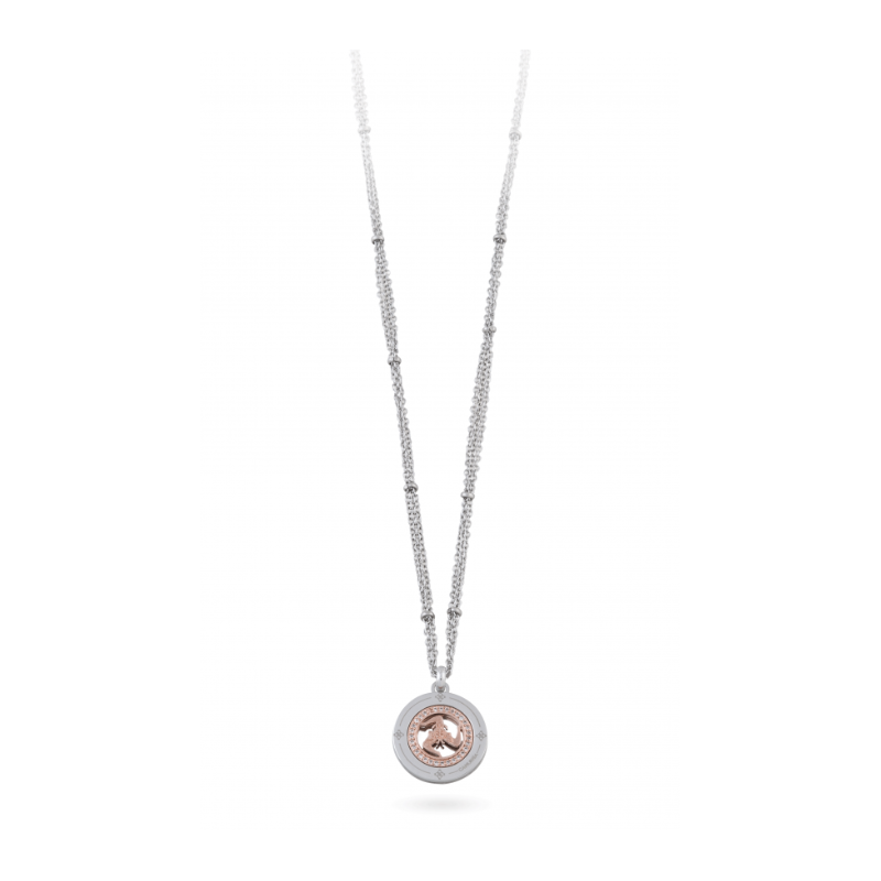 Collana Camurrìa A Trinacria Girocollo Tre Fili Con Pendente Trinacria Pvd Oro Rosa