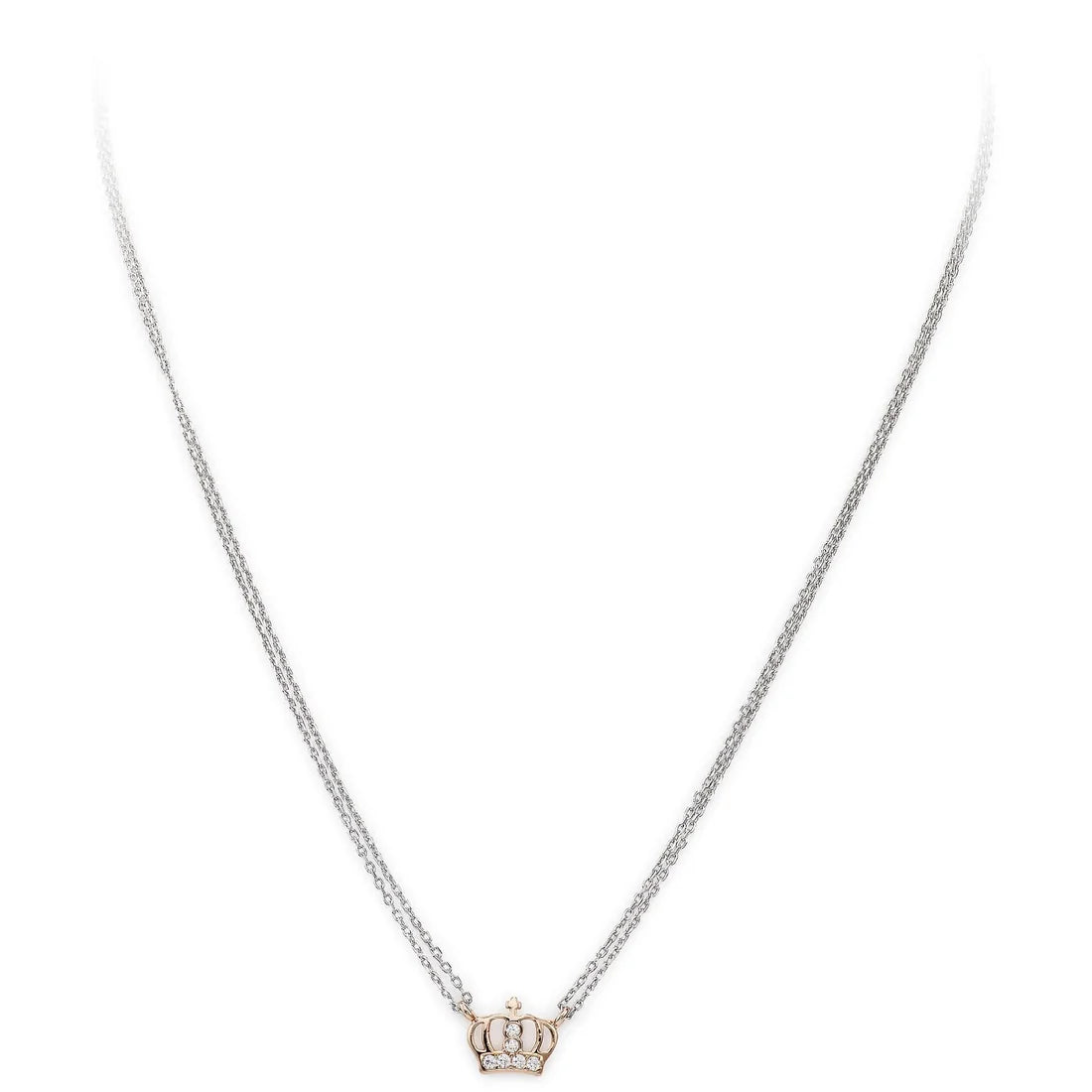 Collana Doppio Filo Amen Corone Argento Corona Centrale e Zirconi