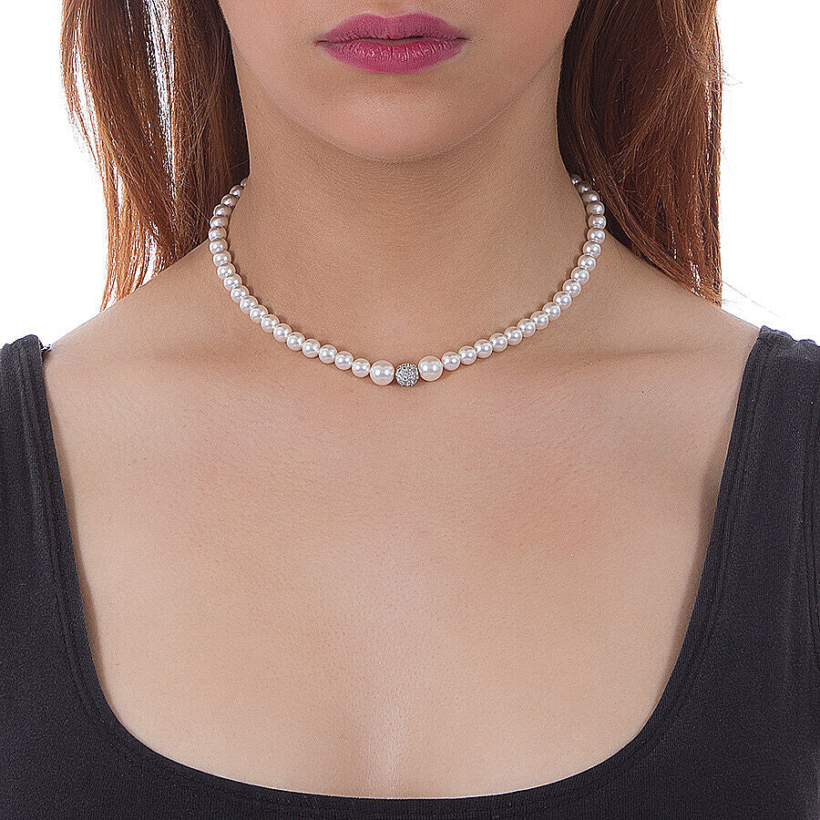 Collana Boccadamo Perle Argento a Decrescere + Sfera Centrale con Zirconi