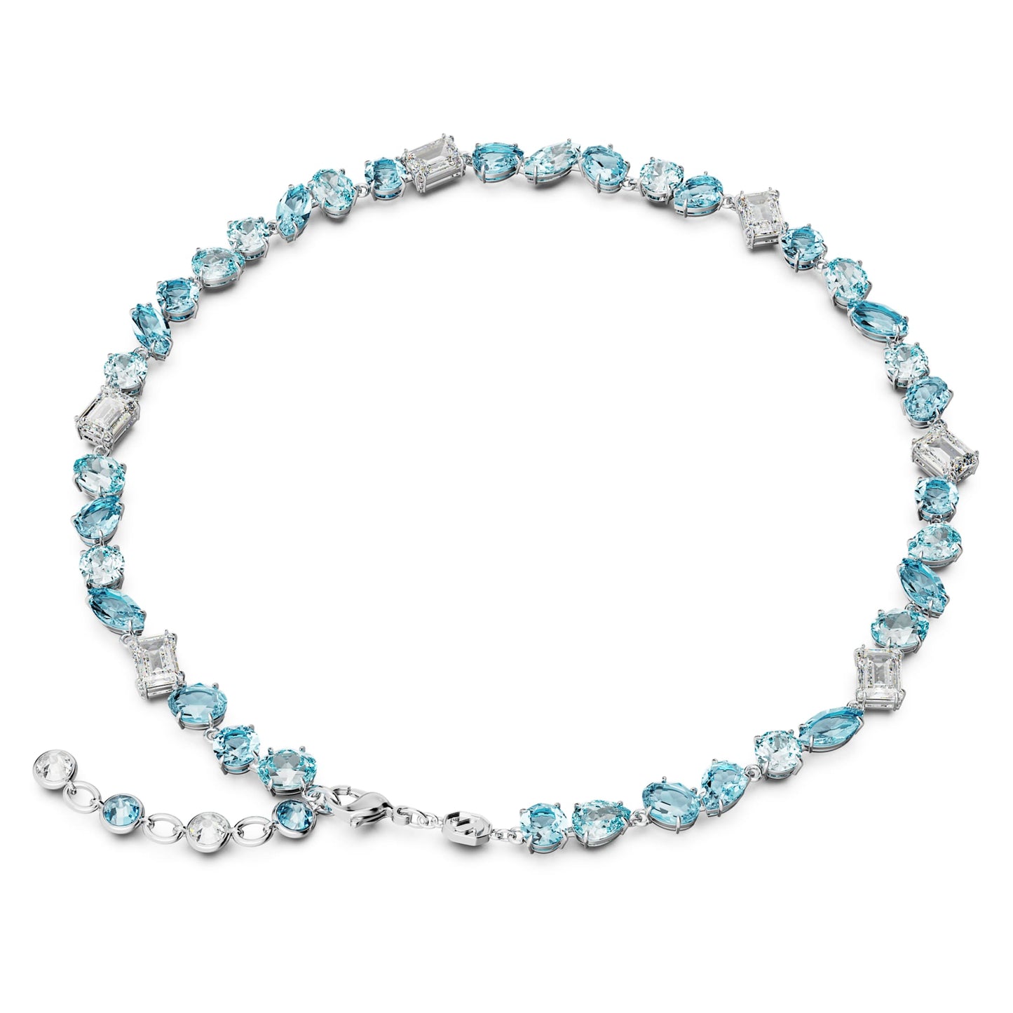 Collana Swarovski Gema Taglio misto, Blu, Placcato rodio