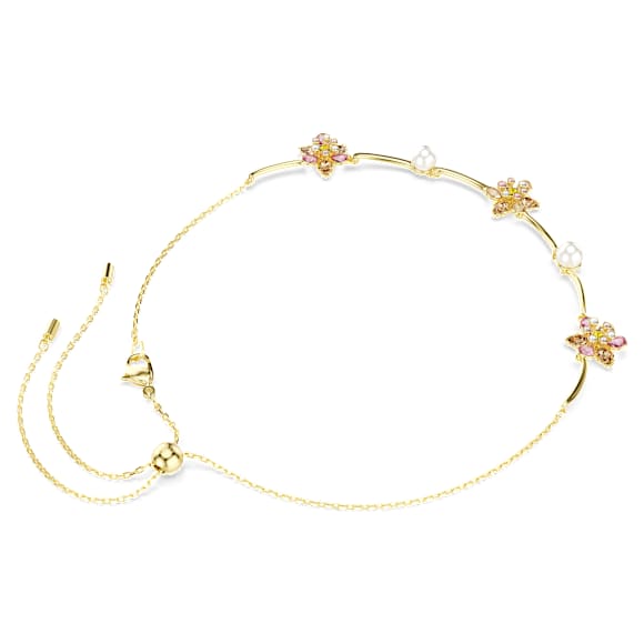 Collana Swarovski Idyllia Crystal Pearl, Taglio misto, Fiore, Multicolore, Placcato color oro