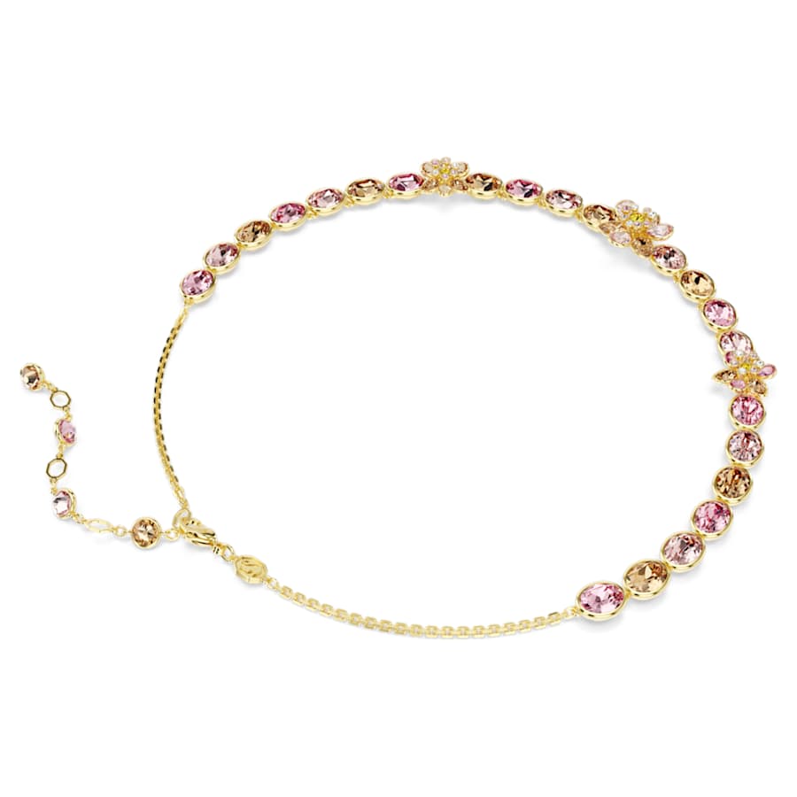 Collana Swarovski Idyllia Taglio misto, Fiore, Multicolore, Placcato color oro