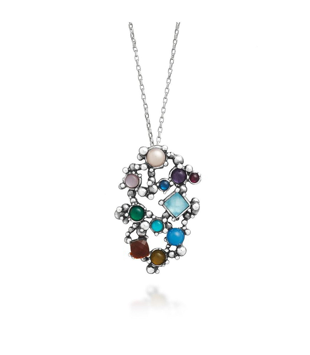 Collana con Pendente Giovanni Raspini Cocktail Argento 925 Pietre naturali Gemme e Perle