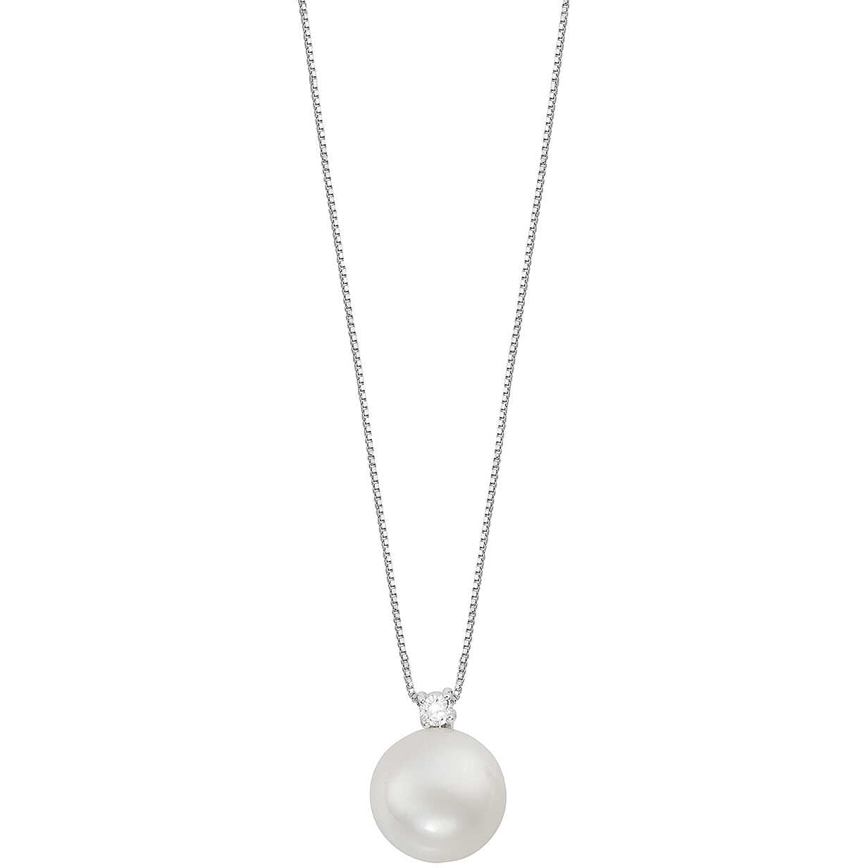 Collana Comete Storia di Luce Oro bianco, Perle e Diamante Ct. 2