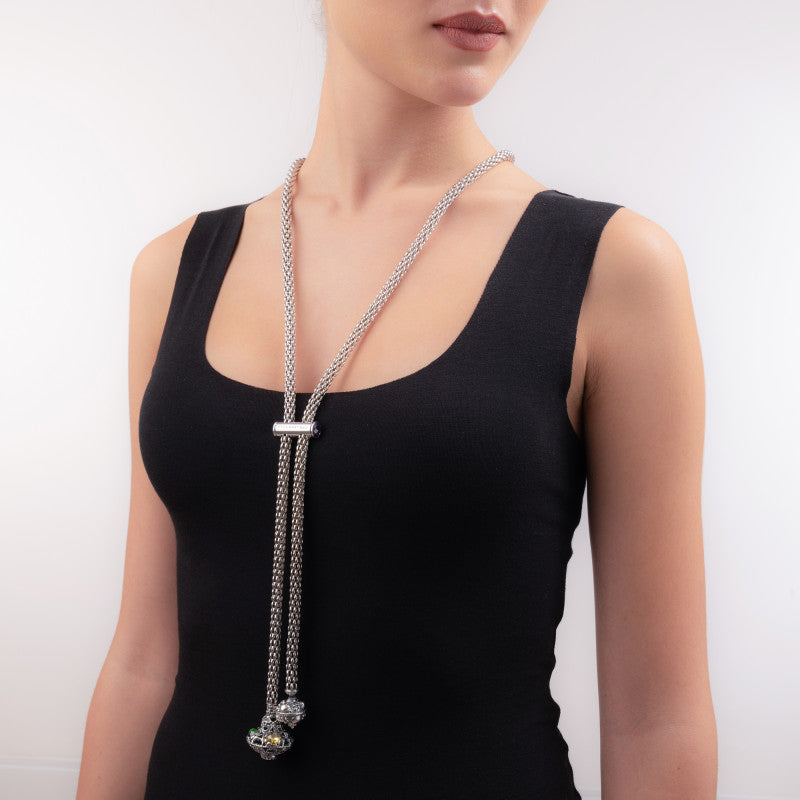 Collana Gerardo Sacco Trottole Saliscendi in Argento con Trottole, Azzurro