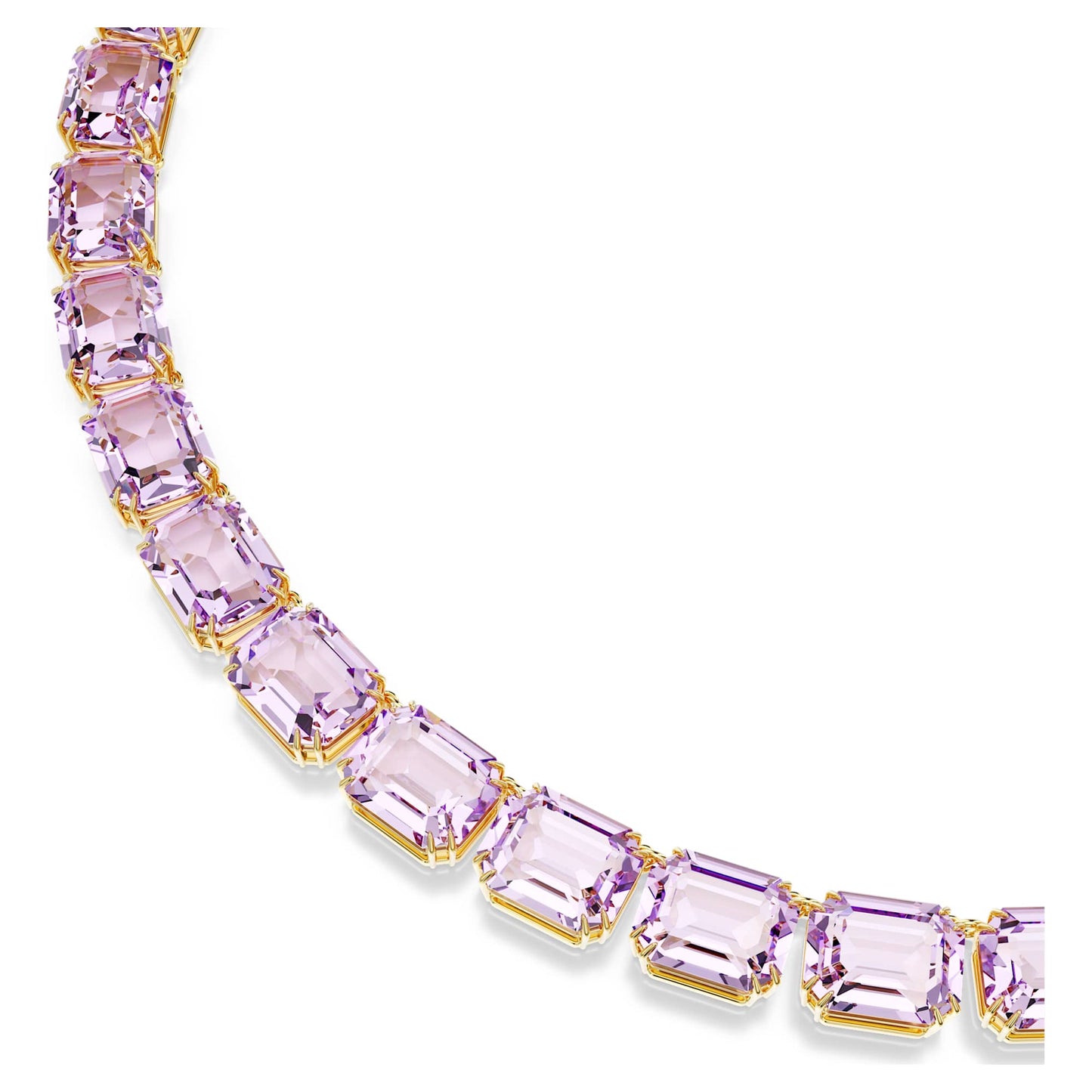 Collana Tennis Swarovski Millenia Taglio ottagonale, Viola, Placcato color oro