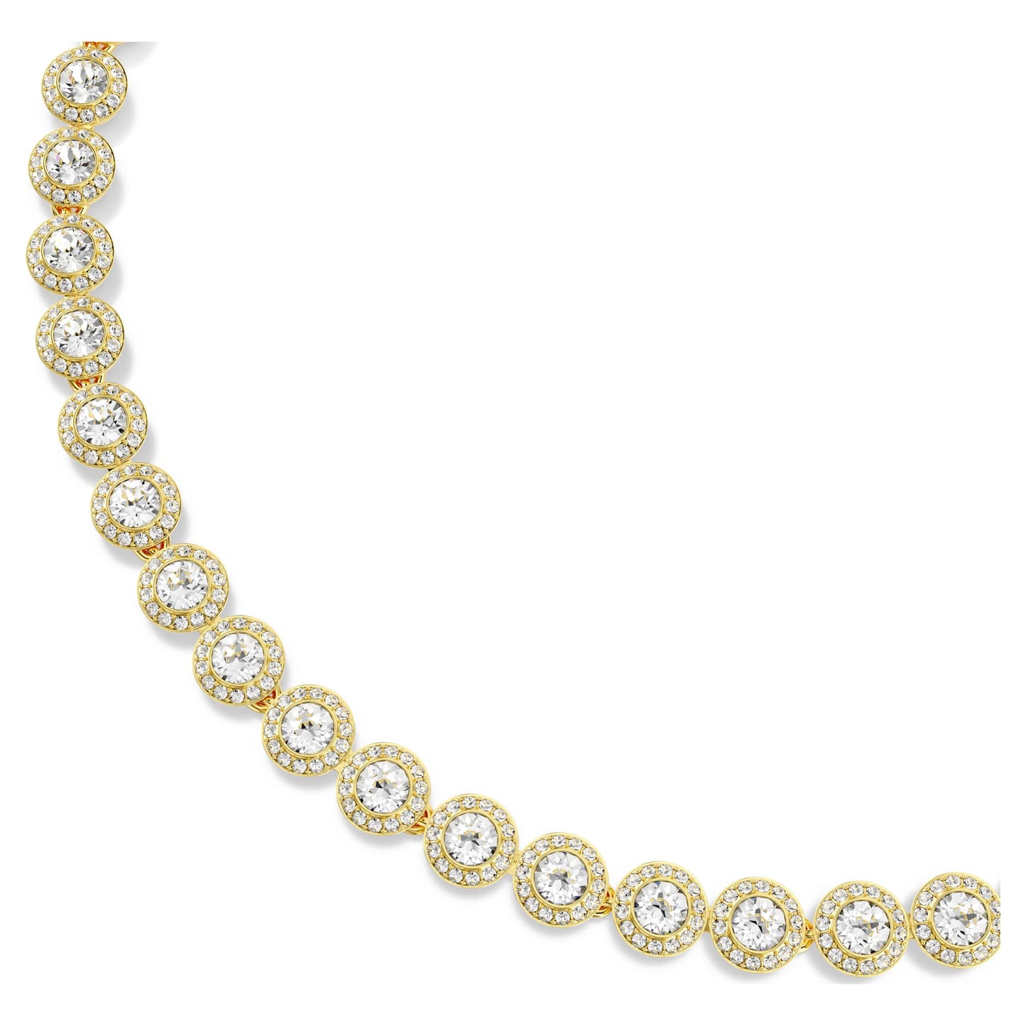 Collana Tennis Swarovski Una Angelic Taglio Round, Bianca, Placcato color oro