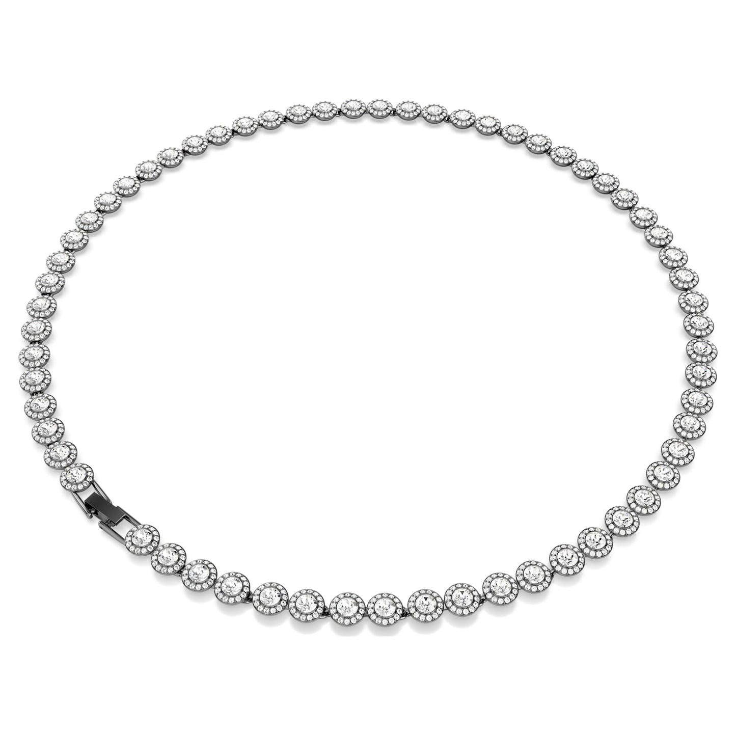 Collana Tennis Swarovski Una Angelic Taglio Round, Lunga, Bianca, Placcato rutenio