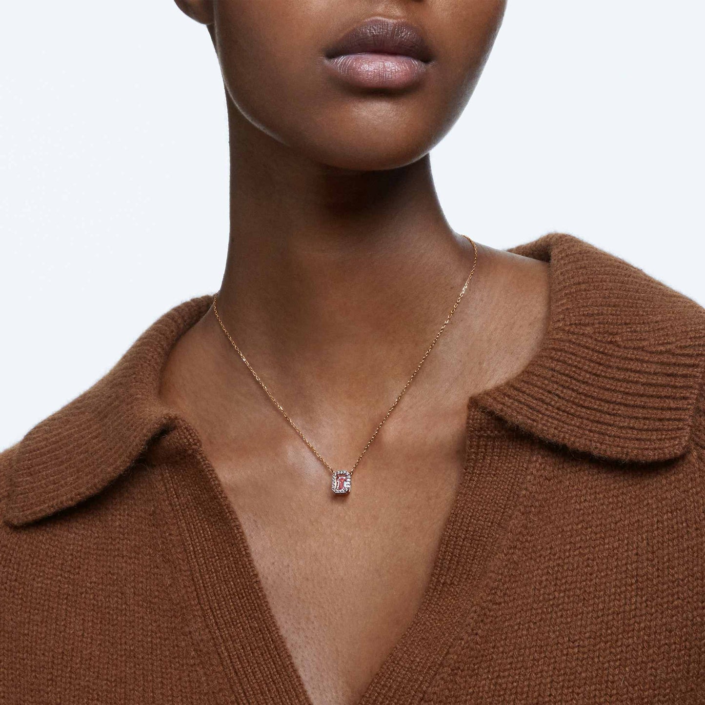 Collana Swarovski Una Taglio ottagonale, Rosa, Placcato color oro rosa