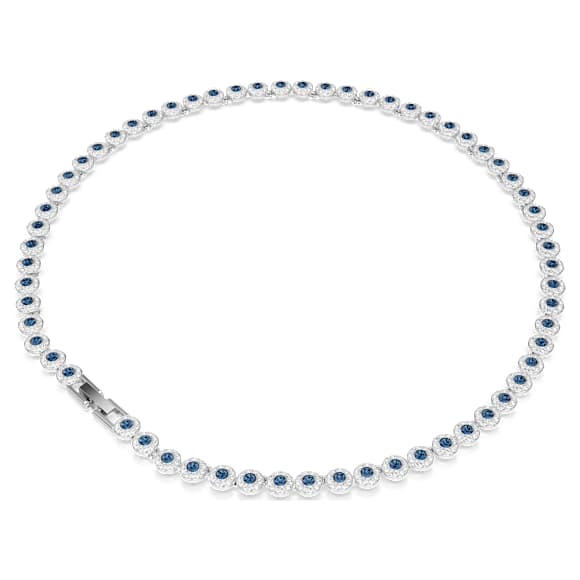 Collana Swarovski Una Angelic Taglio Round, Blu, Placcato rodio