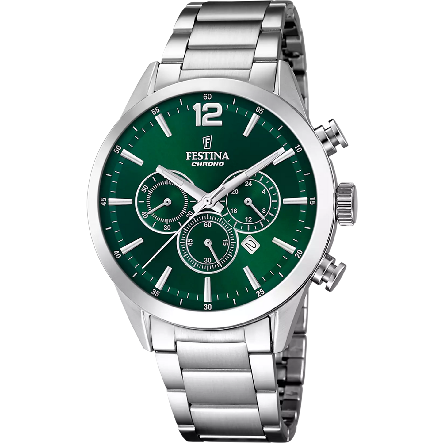 TIMELESS MAN CHRONO 43,5 MM.ACCIAIO BRACCIALATO SATINATO/LUCIDO VERDE