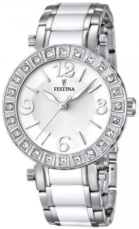Orologio Festina Lady Strass 38 mm Acciaio Braccialato Acciaio/Ceramica Bianca