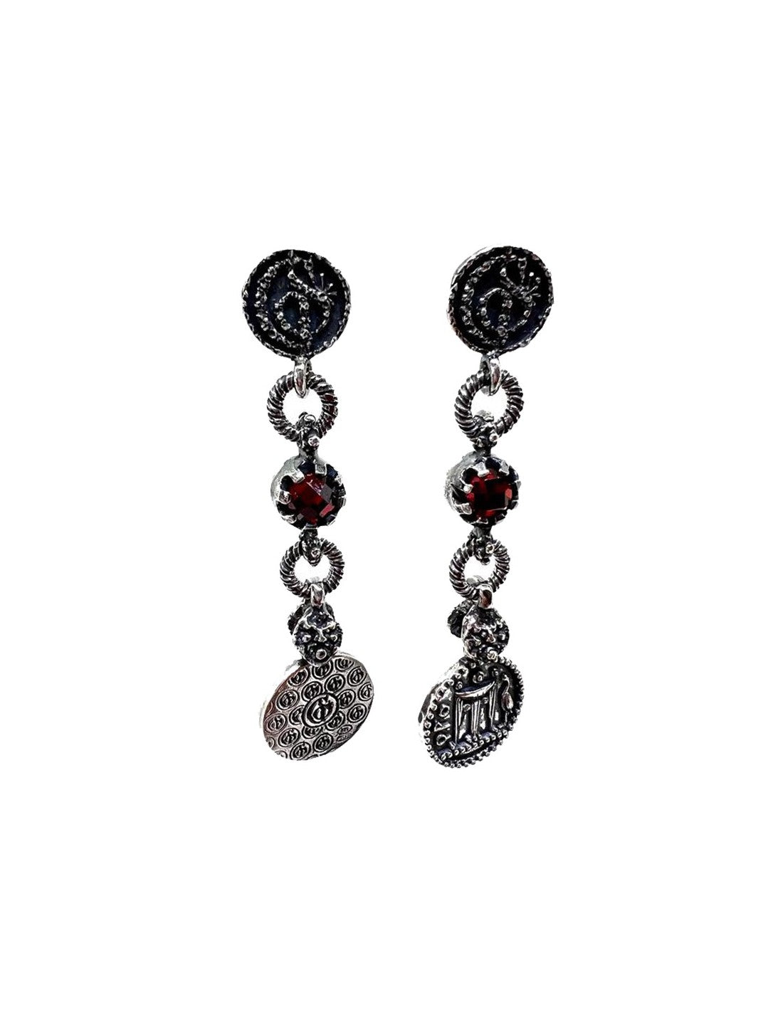 Orecchini Pendenti Gerardo Sacco Iride in Argento Cubik Zirconia, Rosso