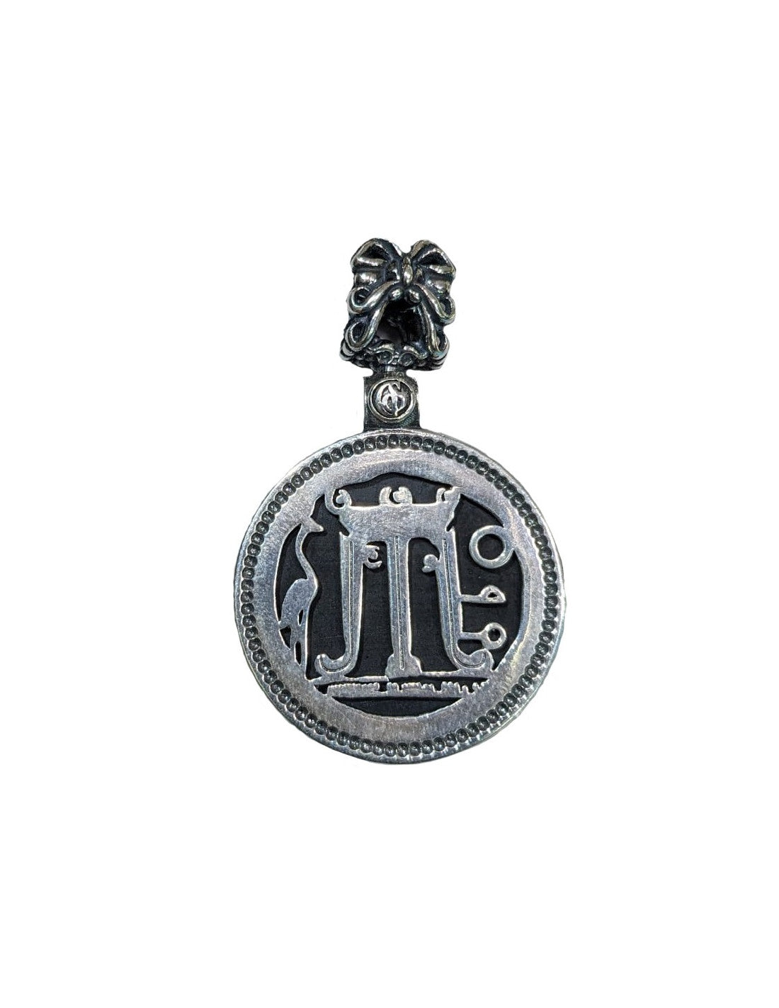 Pendente Gerardo Sacco Paste Vitree Ciondolo Tondo in Argento Pasta Vitrea Nera