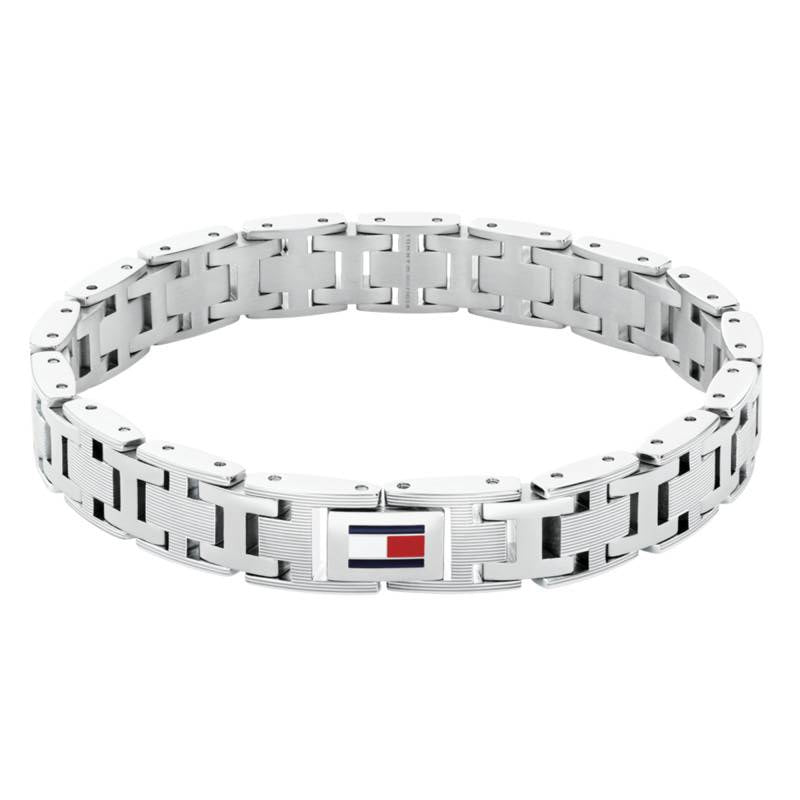 Bracciale Uomo Tommy Hilfiger H-Link Acciaio Catena A Maglie Alternate Lucide/Rigate